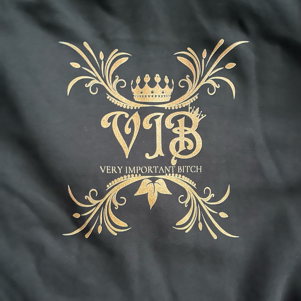 Plus Size V.I.B Hoodie Sweatshirt Black Gold 3X Very Important B*tch
